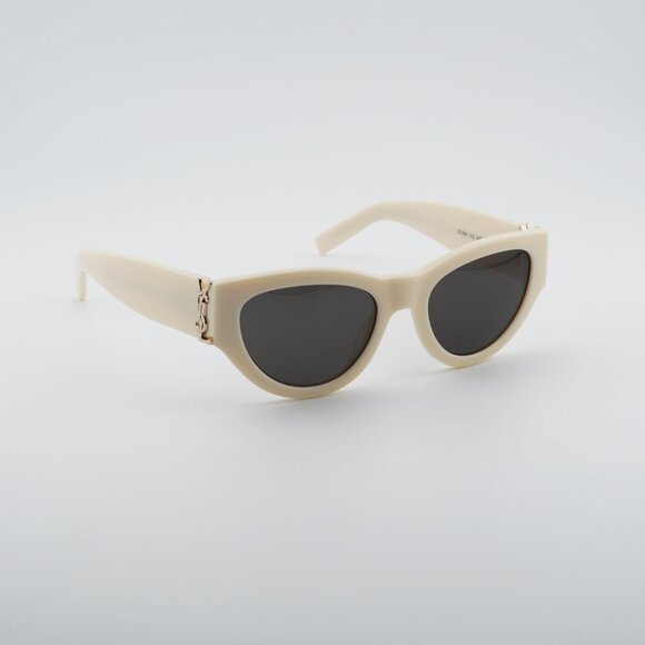 Saint Laurent SL M94 012 Sunglasses Shiny Ivory Cat Eye Frame, Grey Lenses main image 6